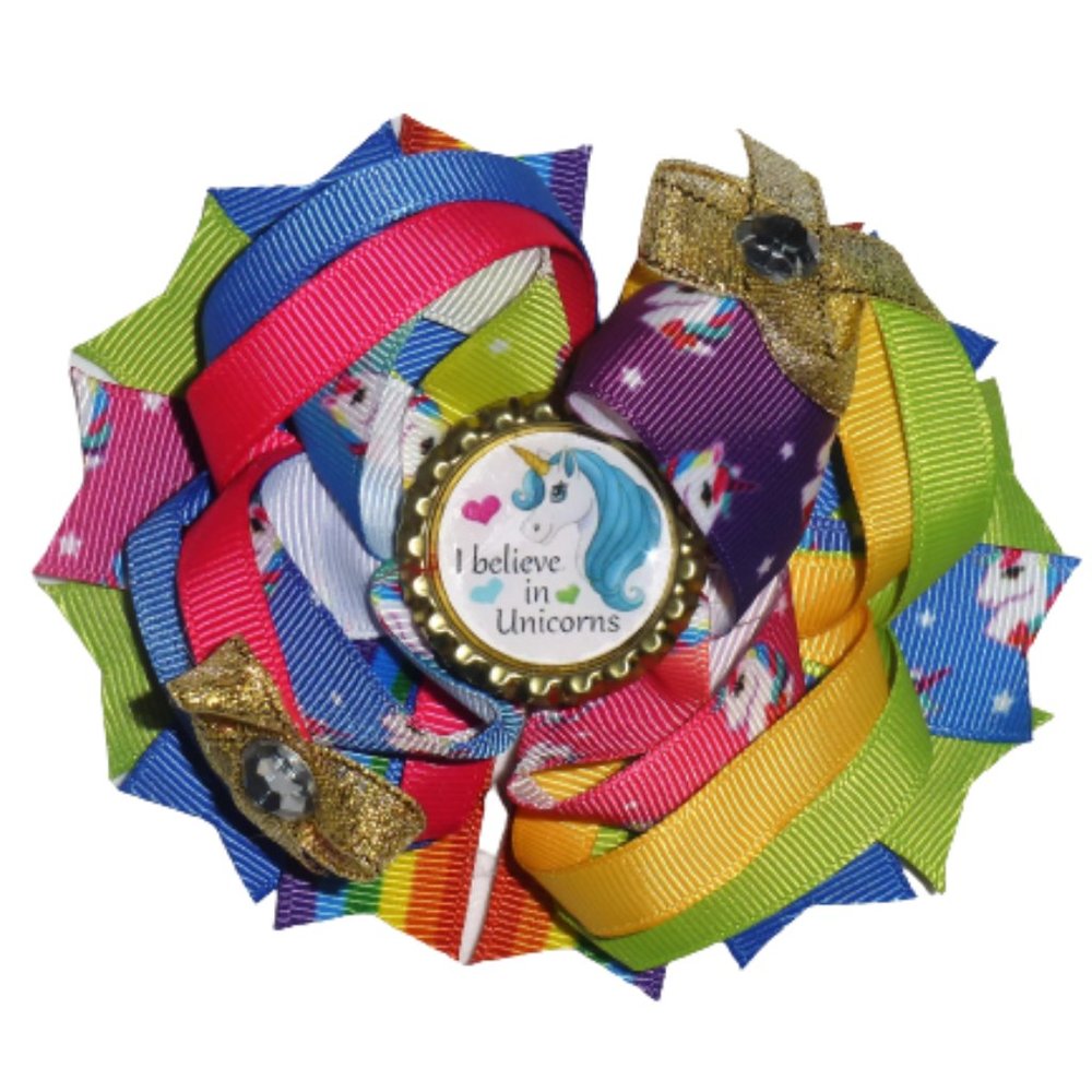 Unicorn Girls 5-Inch Hair Bow Clip